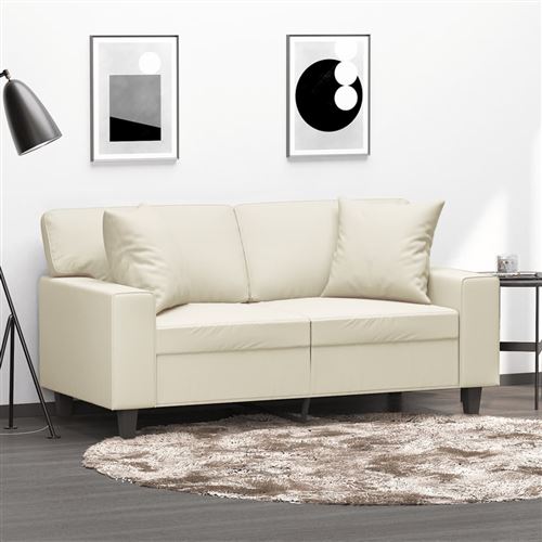Non Communiqué Crème Vidaxl Canapé 2 Places Avec Oreillers 120 Cm Similicuir3200862