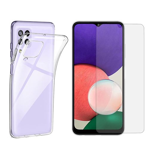 Pack Coque Transparente En Tpu Et Vitre En Verre Trempé Pour Samsung Galaxy A22 4g - Xeptio