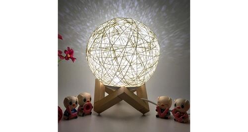 Non Communiqué Multicolore 3D Led Rotin Lune Veilleuse Moonlight Usb Table De Chargement Lampe Bureau - Image 1