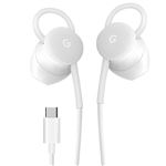 Écouteurs USB C avec Contrôle Volume Micro Assisant vocal Original Google Blanc