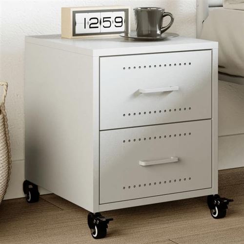 Vidaxl Blanc Table Chevet Acier - Image 3