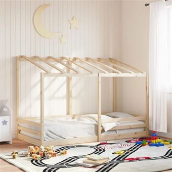 vidaXL Lit pour enfants avec toit 90x200 cm bois massif de pin, cadre de lit pour enfants, lit pour enfants en bois, meuble 847000 - 1