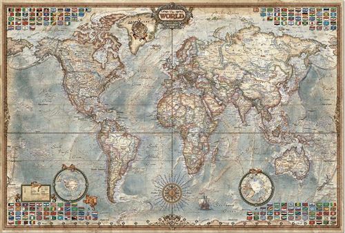 Puzzle adulte mappemonde : la vieille carte du monde - 4000 pieces - collection geographique et histoire - antique - nouveaute