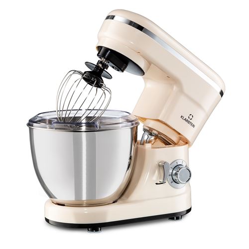 Robot Ménager - Klarstein Bella Mini - Robot Culinaire - 1200W - 6 Vitesses - 4L - Crème