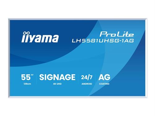 Non Communiqué Finition Matte, Cadre Blanc Iiyama Prolite Lh5581uhsg-1Ag - Classe De Diagonale 55" (54.6" Visualisable) Écran Lcd Rétro-Éclairé Par Led - Signalisation Numérique - Avec Lecteur Multimédia Soc Intégré - 4K Uhd (2160P) 3840 X 2160 - Cadre Bl