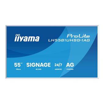 iiyama ProLite LH5581UHSG-1AG - Classe de diagonale 55" (54.6" visualisable) écran LCD rétro-éclairé par LED - signalisation numérique - avec lecteur multimédia SoC intégré - 4K UHD (2160p) 3840 x 2160 - cadre blanc, finition matte - 1
