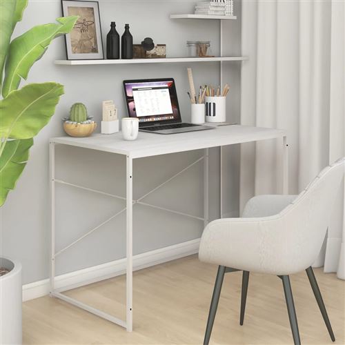 vidaXL Bureau d'ordinateur Blanc 110x60x70 cm Aggloméré