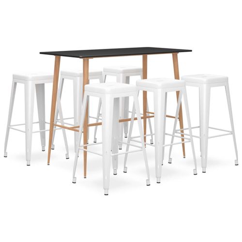 Non Communiqué Noir Ensemble De Bar 7 Pcs Et Blanc