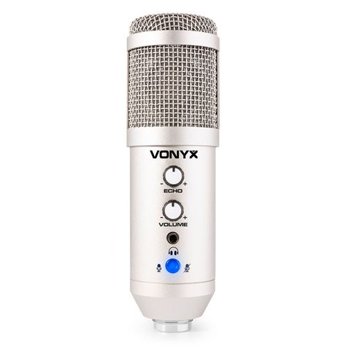 Vonyx CMS320T - Microphone Studio USB avec Bras Articulé Réglable et Filtre Anti-Pop - Titane
