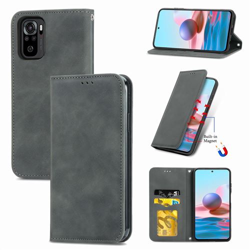 MPFRANCE Housse pour Xiaomi Redmi Note 10 4G Gris [Velours]