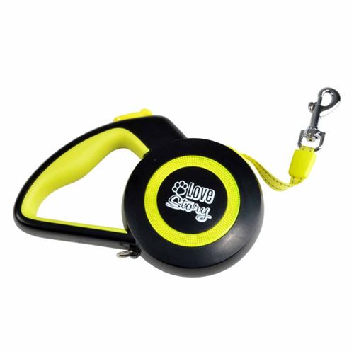 Laisse Rétractable Chien Réfléchissant 17cm Jaune