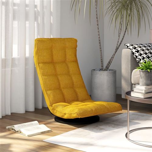 Vidaxl Jaune Chaise De Sol Pivotante - Moutarde - Image 3