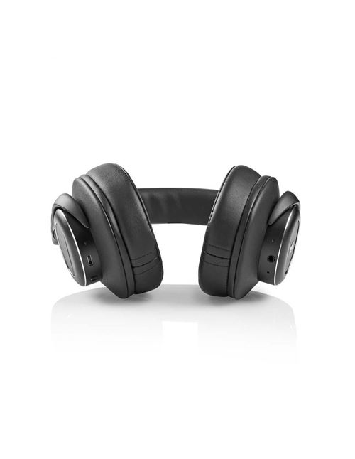 Nedis HPBT5260BK - Koptelefoon met micro - over oor - Bluetooth - draadloos - actieve geluidsdemping - 3,5 mm-stekker - zwart, zilver