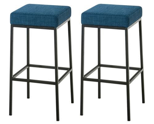 CLP Lot de 2 tabourets de bar Montréal 80 en tissu , Bleu/Noir