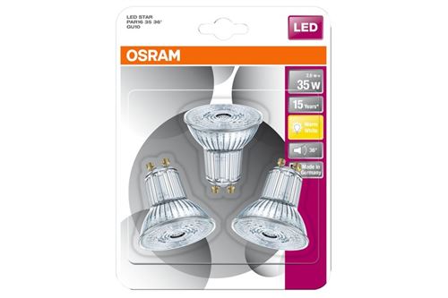Osram Ampoule LED Plastique 2.3 W GU10 Transparent 3 Pi&egrave;ces