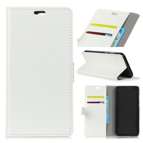 Etui en PU crazy horse avec support blanc pour votre Huawei Y7 (2019)