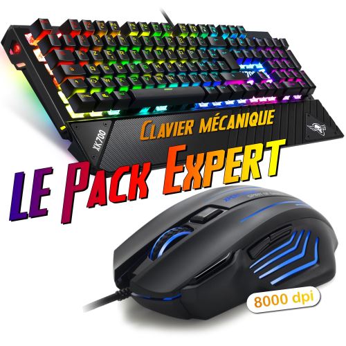 Pack Expert clavier mécanique K700 + Souris M500 optique gamer 8000 dpi avec poids réglable