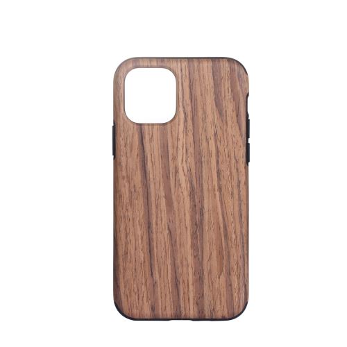 Coque en TPU + PU bois flexible marron foncé pour votre Apple iPhone 5.8 pouces (2019)