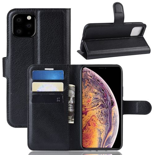 Etui en PU en couleur noir avec support pour votre Apple iPhone 6.5 pouces (2019)
