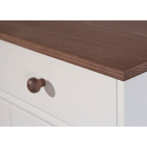 Paris Prix - Bahut Bas 2 Portes takao 90cm Blanc & Naturel