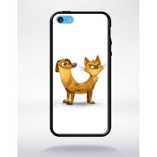 Coque funny chienchat compatible apple iphone 5c bord noir silicone
