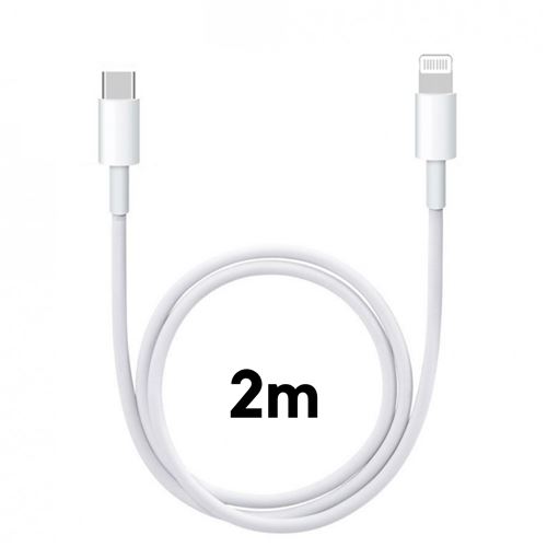 Cable USB-C Lightning 2m pour iPhone 14 / 14 PLUS / 14 PRO / 14 PRO MAX /  13 / 13 MINI / 13 PRO / 13 PRO MAX / 12 /