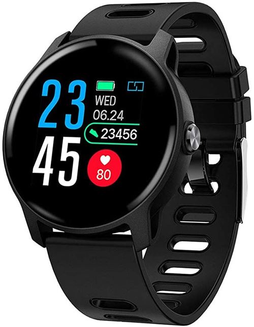 Montre Connectée CHRONUS pour Femmes Homme Sport Avec IP67 Etanche Multifonction pour iOS Android-Noir