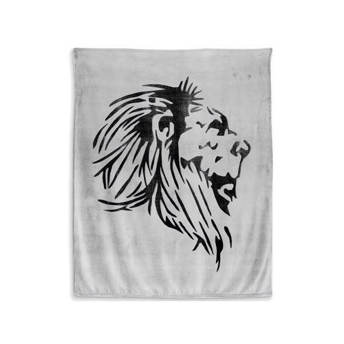 Plaid extra doux 130x150 cm LION noir et gris