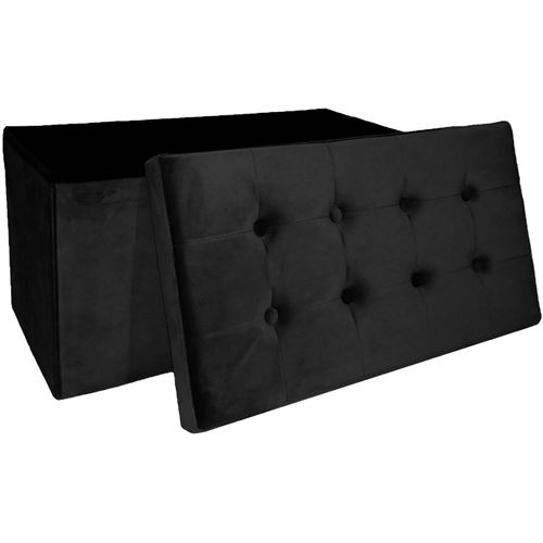 COTTON WOOD Banc Coffre pliable Velours - 76 x 38 x 38 cm - Noir