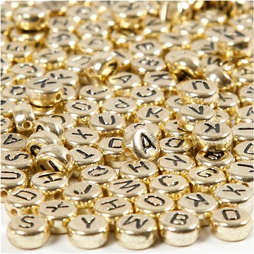 Perles alphabet rondes - Doré - 7 mm - env. 200 pcs