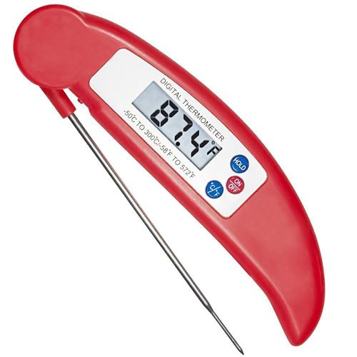 Thermomètre de cuisine alimentaire avec sonde pliable -rouge