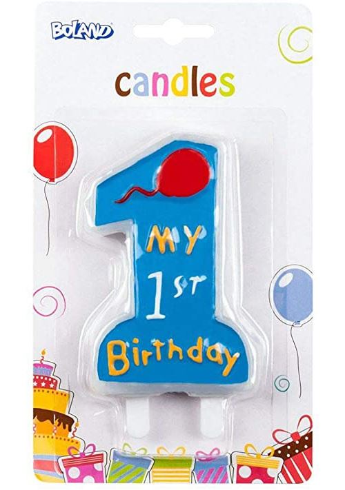 Boland bougie d'anniversaire garçons junior 13 x 3 cm cire bleue
