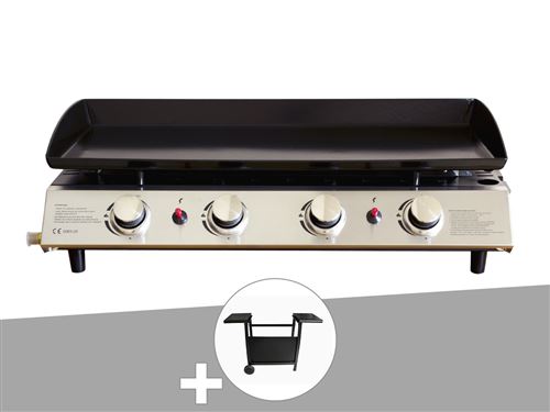 Plancha gaz Prato 4 brûleurs + Chariot - Jardideco