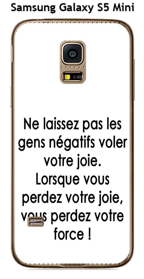 Coque Samsung Galaxy S5 Mini design Citation Les gens négatifs Texte noir fond blanc
