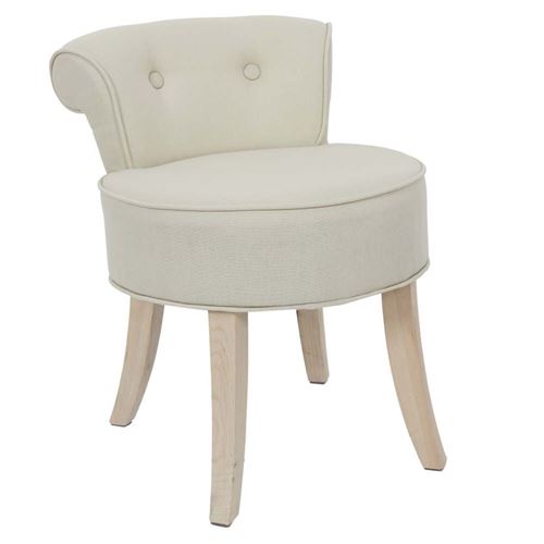 The Home Deco Factory - Tabouret en bois et tissu Eleonore beige