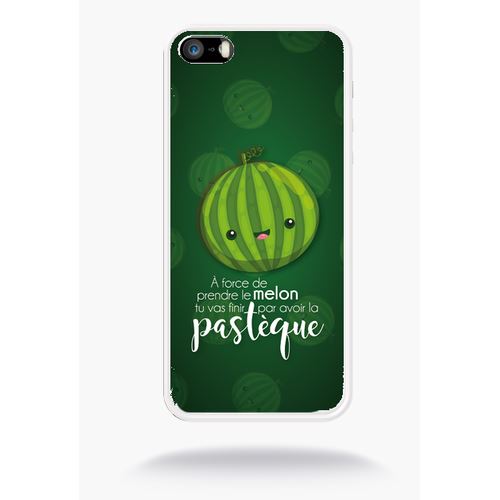 Coque Force De Prendre Le Melon Tu Vas Finir Par Avoir La Pastque Fond Kaki Compatible Apple Iphone 5 Silicone Blanc Mat