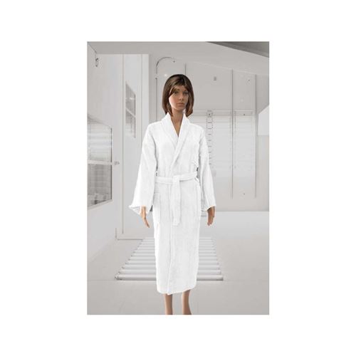 SOLEIL D'OCRE Peignoir éponge Velours - Taille XL - 100% Coton - Blanc
