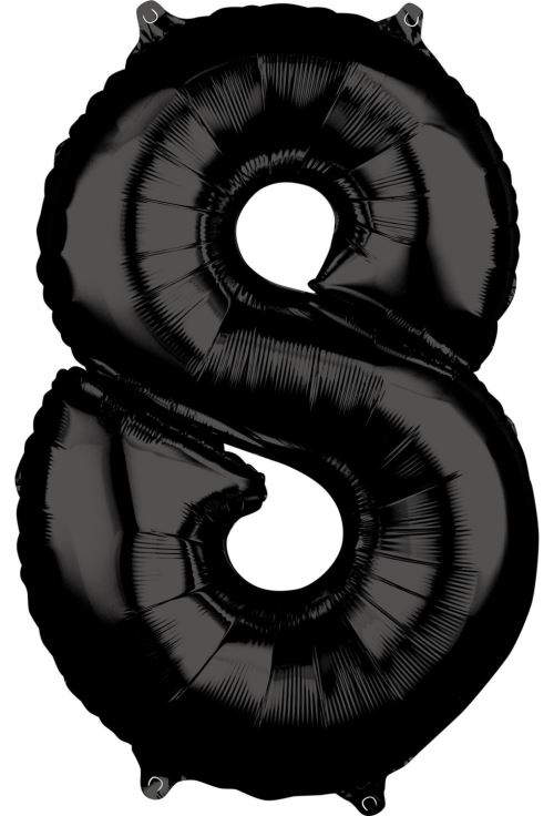 Amscan ballon en aluminium 8 ans junior 45 x 66 cm noir