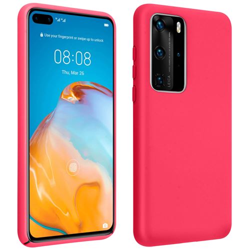 Coque Pour Huawei P40 Pro Semi-rigide Soft Touch Mat Compatible Qi Rose Fuschia