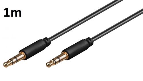 Cable 1m pour NUBIA Z11 mini S Voiture Musique Audio Double Jack Male 3.5 mm NOIR