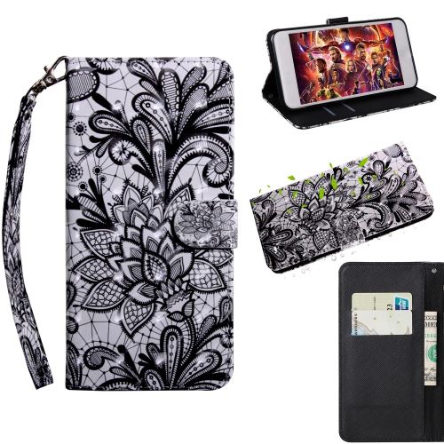 Etui en PU porte-décor d'impression à motifs pour décor par points lumineux fleur noire pour votre Samsung Galaxy A50