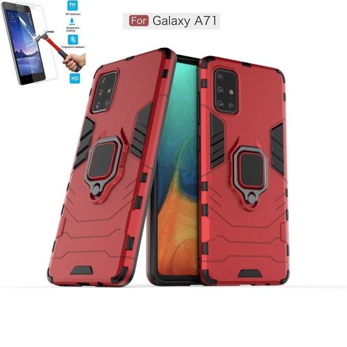 Coque Samsung Galaxy A71 Anti Choc Rouge Avec Film Verre Trempé Housse Etui Antichoc Armor Avec Support Magnétique hfs-house®