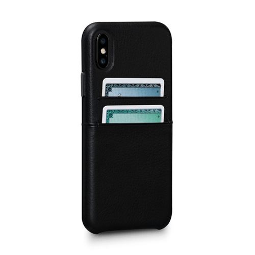Coque pour iPhone Xs / iPhone X en cuir véritable porte-cartes noir Sena Cases