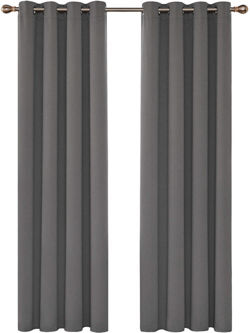Deconovo Lot de 2 Rideaux Occultants pour Chambre Enfants Opaque Salon Isolation Thermique à Oeillets Isolation Thermique 140x290cm Gris Clair