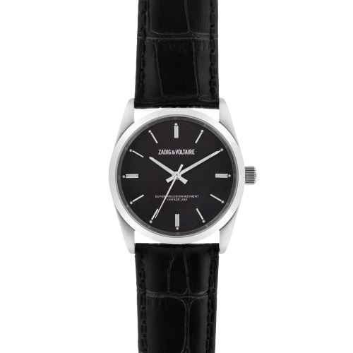 Montre Mixte Zadig & Voltaire Cadran 36mm En Steel Noir Et Bracelet Noir En Cuir ZVF234
