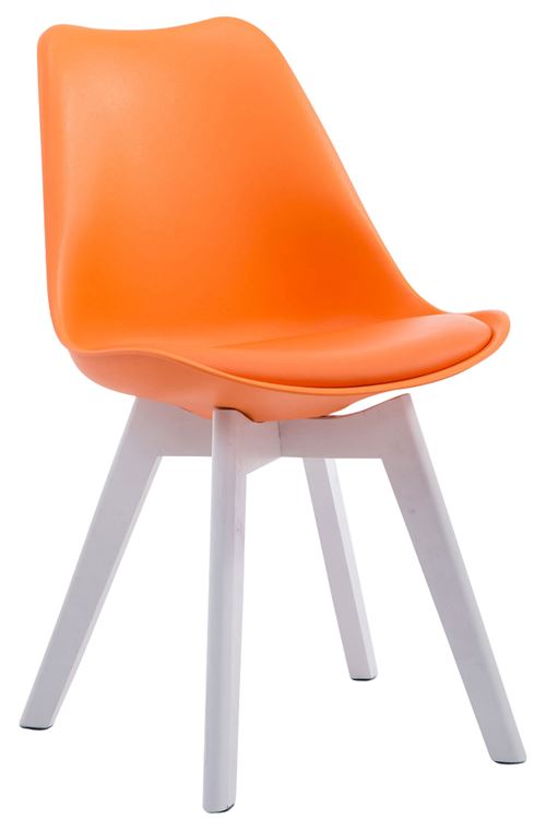 Chaise de visiteur Borneo V2 similicuir , Orange/Bois de chêne Blanc