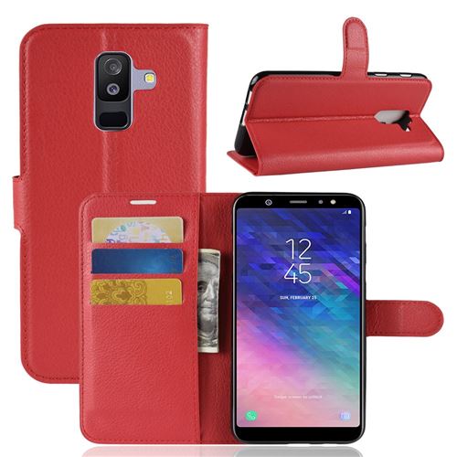 Etui en PU coloré en rouge pour votre Samsung Galaxy A6 Plus (2018)