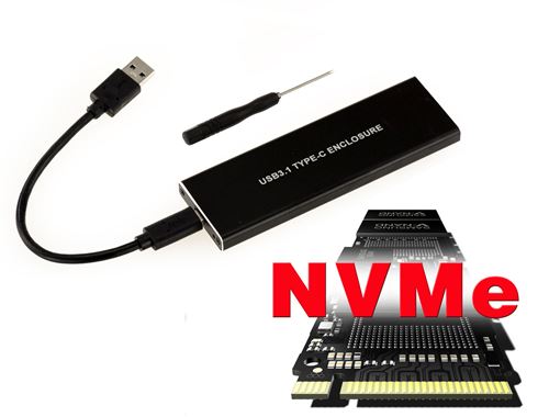 Boitier Aluminium USB 3.1 Pour SSD M.2 NGFF PCIe NVMe Type PCIe uniquement, B+M ou M Key Qualité superieure.