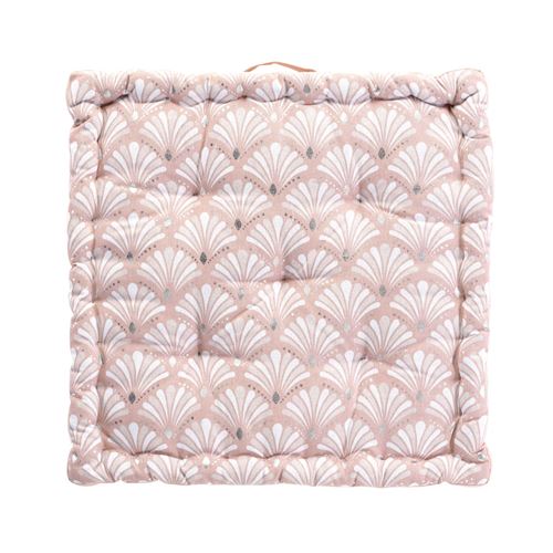 Coussin de sol 45 x 45 x 10 cm coton imprime metallise artchic Rose