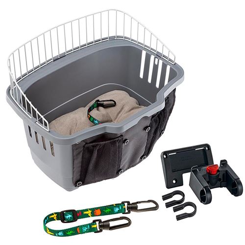 ATLAS Bike 20 Rapid Panier de transport pour v&eacute;lo en plastique pour chien gris 35,5 x 47 x 34,5cm